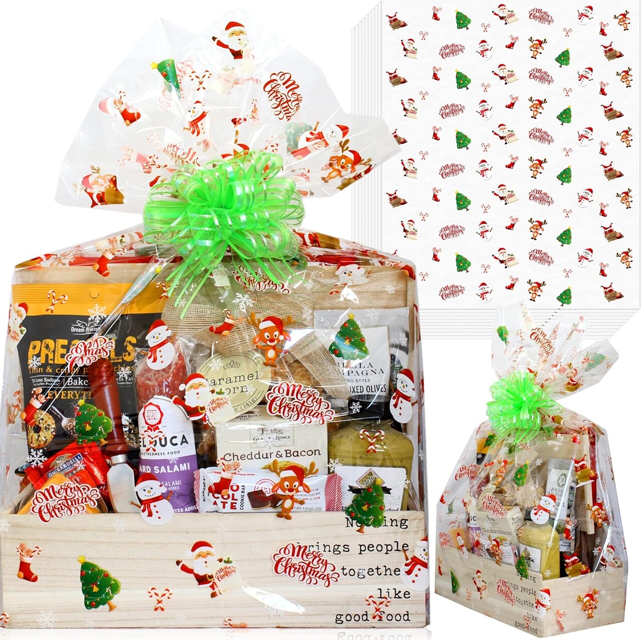 Christmas Cellophane Wrap Bags,(10 Pcs) X-Large 24” in X 30” in,2.5 Mil Thick Crystal Clear Cellophane Bags for Christmas Baskets,Gifts, Baskets Wrapping